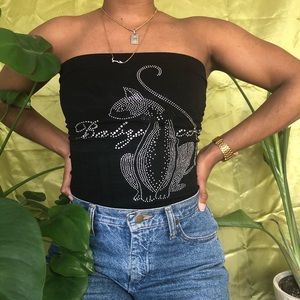 Black Babyphat tube top with rhinestone logo!